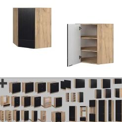 Vicco Elément haut de cuisine Noir rayé 57cm