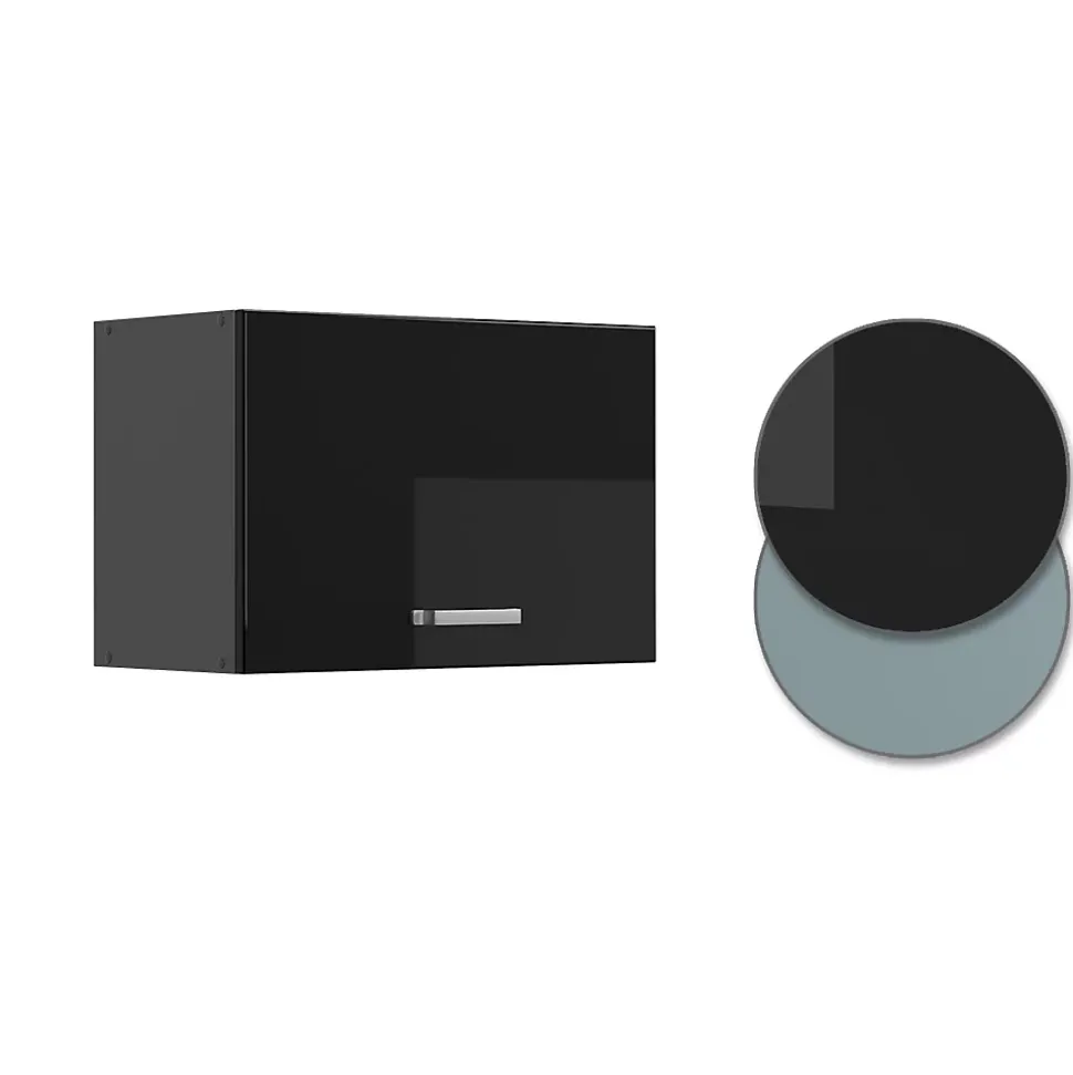 Vicco Elément haut de cuisine Noir Haute brillance 60cm Plat