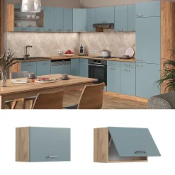 Vicco Elément haut de cuisine Bleu-gris 60cm Plat