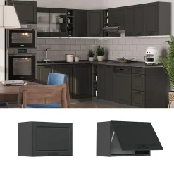 Vicco Elément haut de cuisine Anthracite campagne 60cm Plat