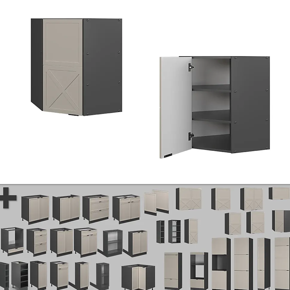 Vicco Elément haut de cuisine GrisBeige 57cm