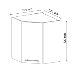 Vicco Elément haut de cuisine Blanc Haute brillance 57cm