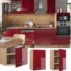 Vicco Elément haut de cuisine Rouge bordeaux Haute brillance 50cm