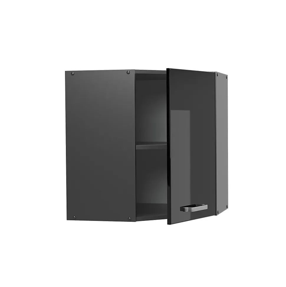 Vicco Elément haut de cuisine Noir Haute brillance 57cm