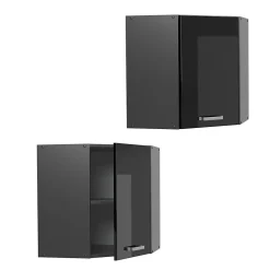 Vicco Elément haut de cuisine Noir Haute brillance 57cm