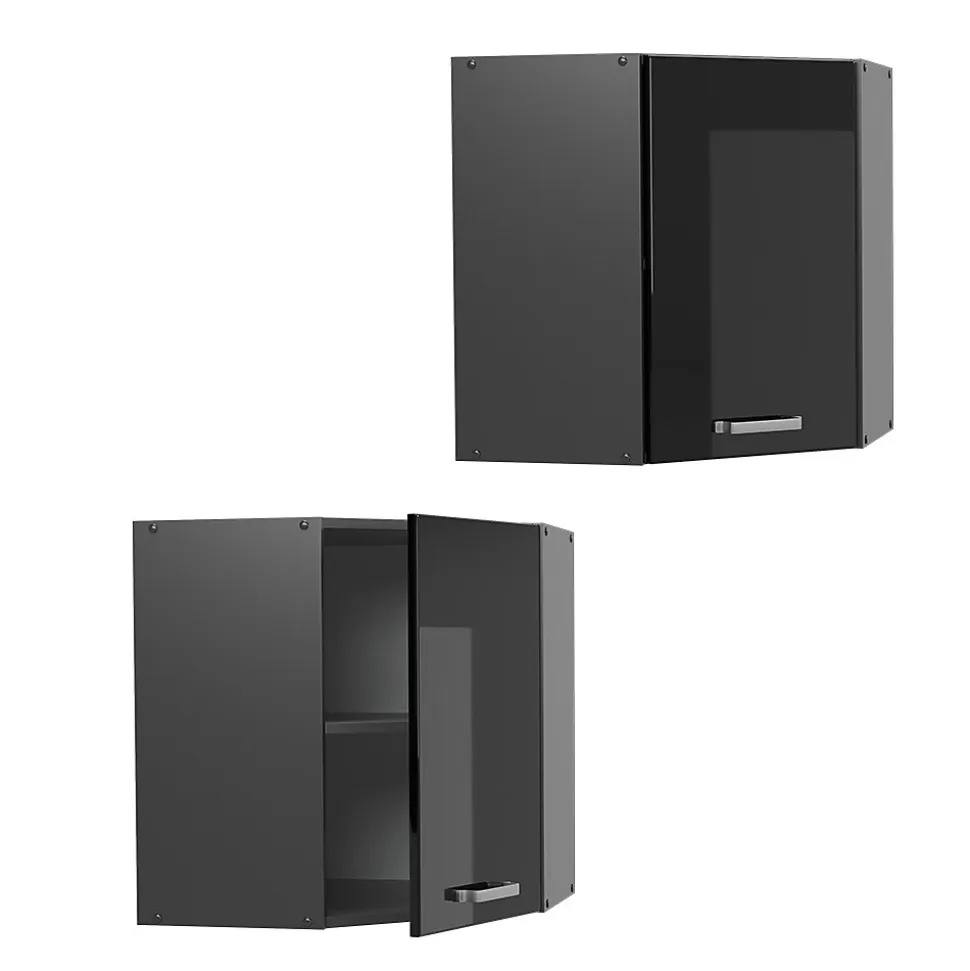 Vicco Elément haut de cuisine Noir Haute brillance 57cm