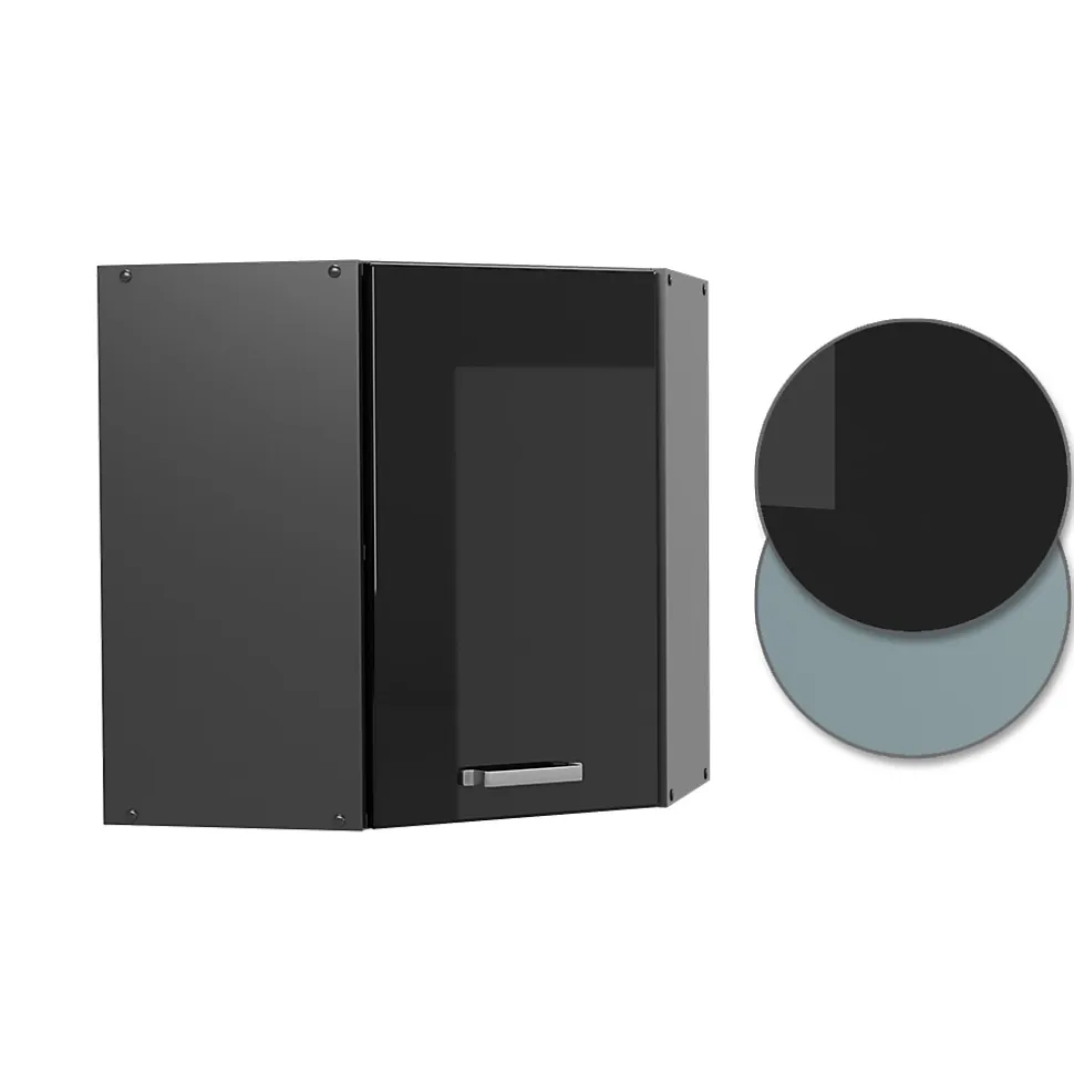 Vicco Elément haut de cuisine Noir Haute brillance 57cm