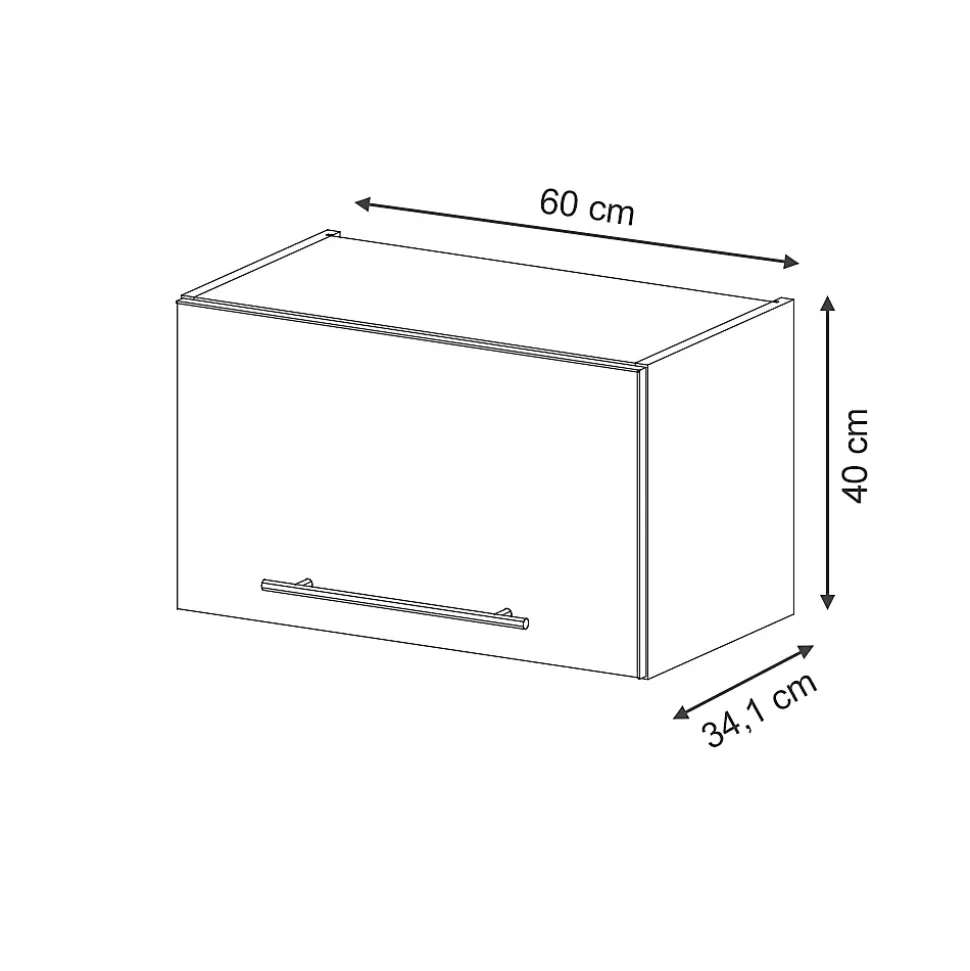 Vicco Elément haut de cuisine Noir rayé 60cm Plat