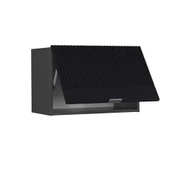 Vicco Elément haut de cuisine Noir rayé 60cm Plat