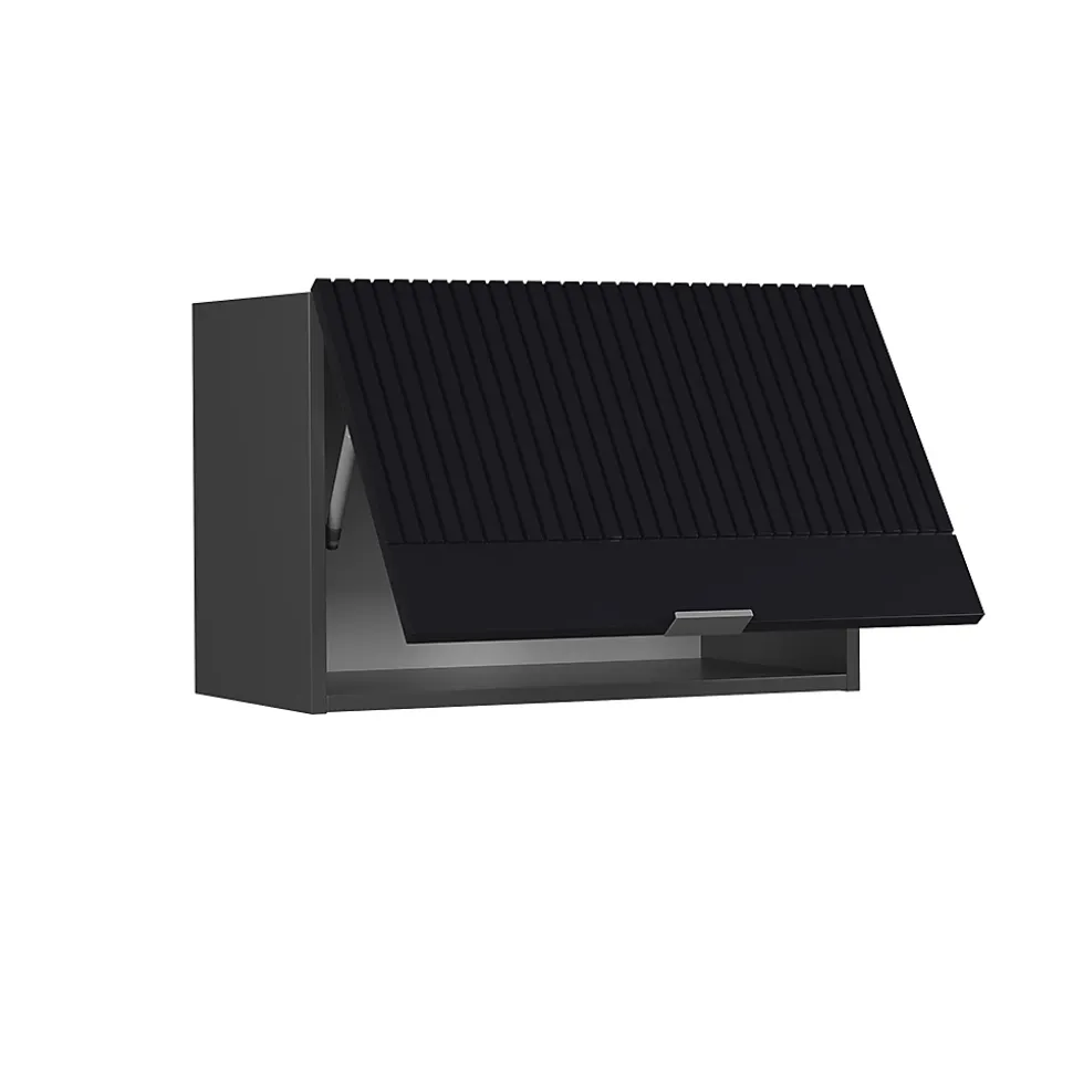 Vicco Elément haut de cuisine Noir rayé 60cm Plat