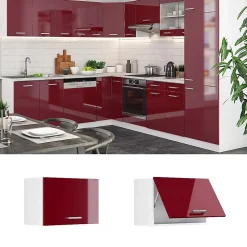 Vicco Elément haut de cuisine Rouge brillant 60cm Plat