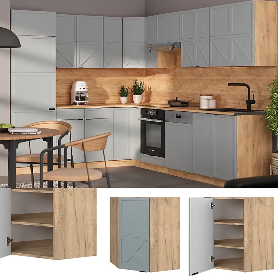 Vicco Elément haut de cuisine Bleu clair-gris 57cm