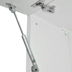 Vicco Ligne de cuisine Blanc Haute brillance 240cm , PT Marbre avec bande LED