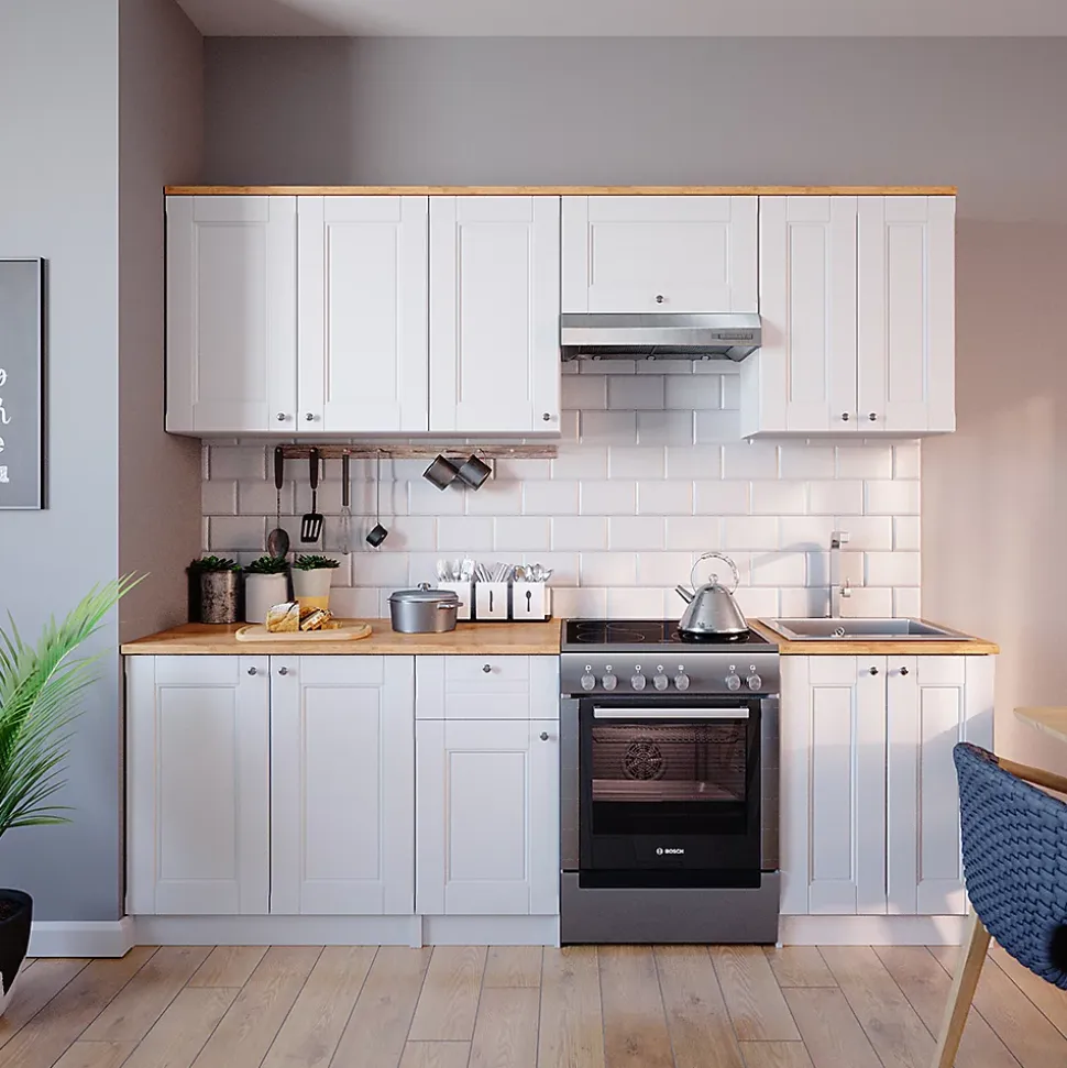 Vicco Ligne de cuisine Blanc 240cm , PT Goldkraft