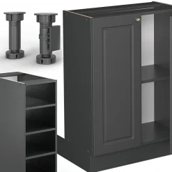 Vicco Îlot de cuisine Anthrazit-Gold Landhaus 90cm sans PT