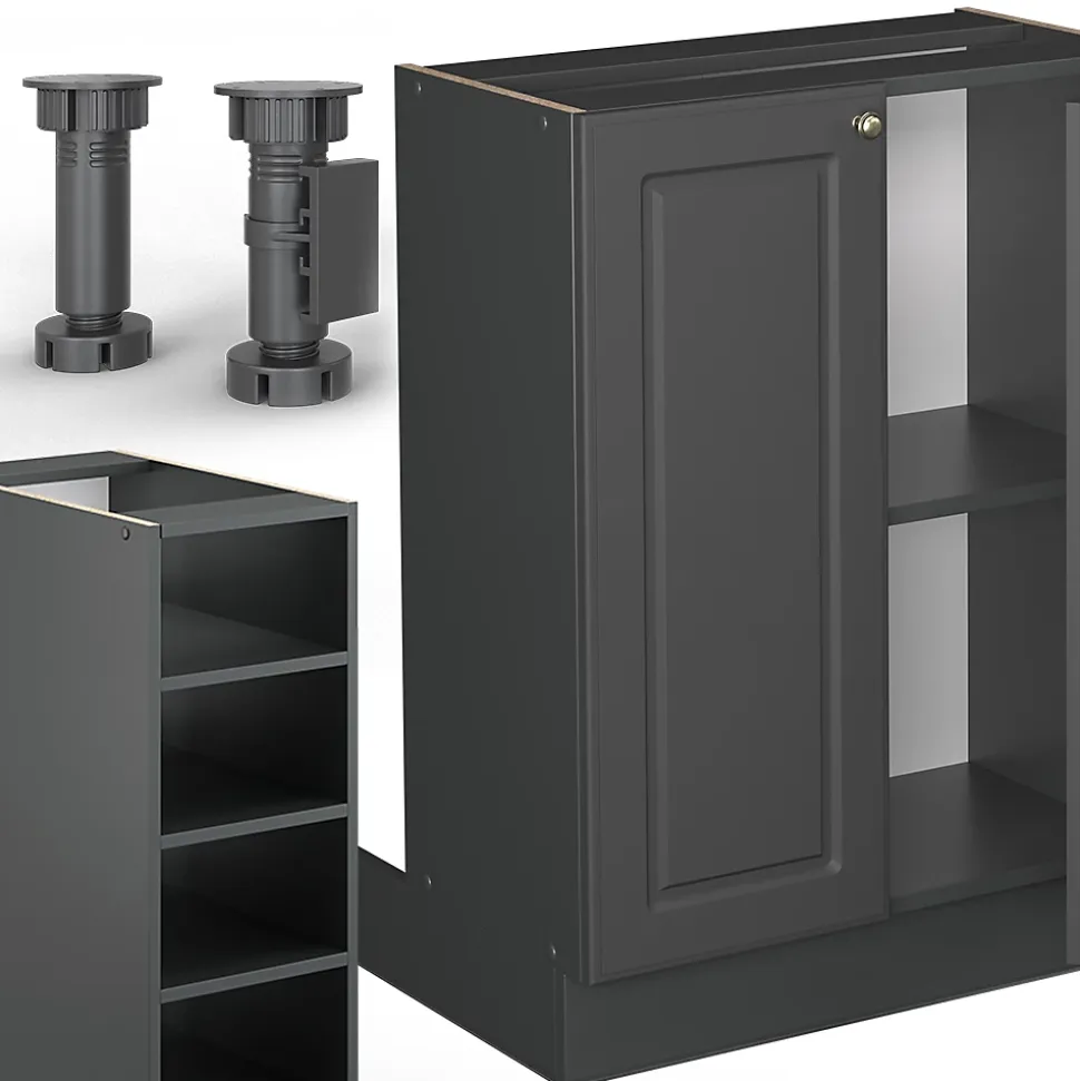 Vicco Îlot de cuisine Anthrazit-Gold Landhaus 90cm sans PT