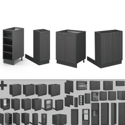 Vicco Îlot de cuisine Anthrazit-Gold Landhaus 90cm sans PT