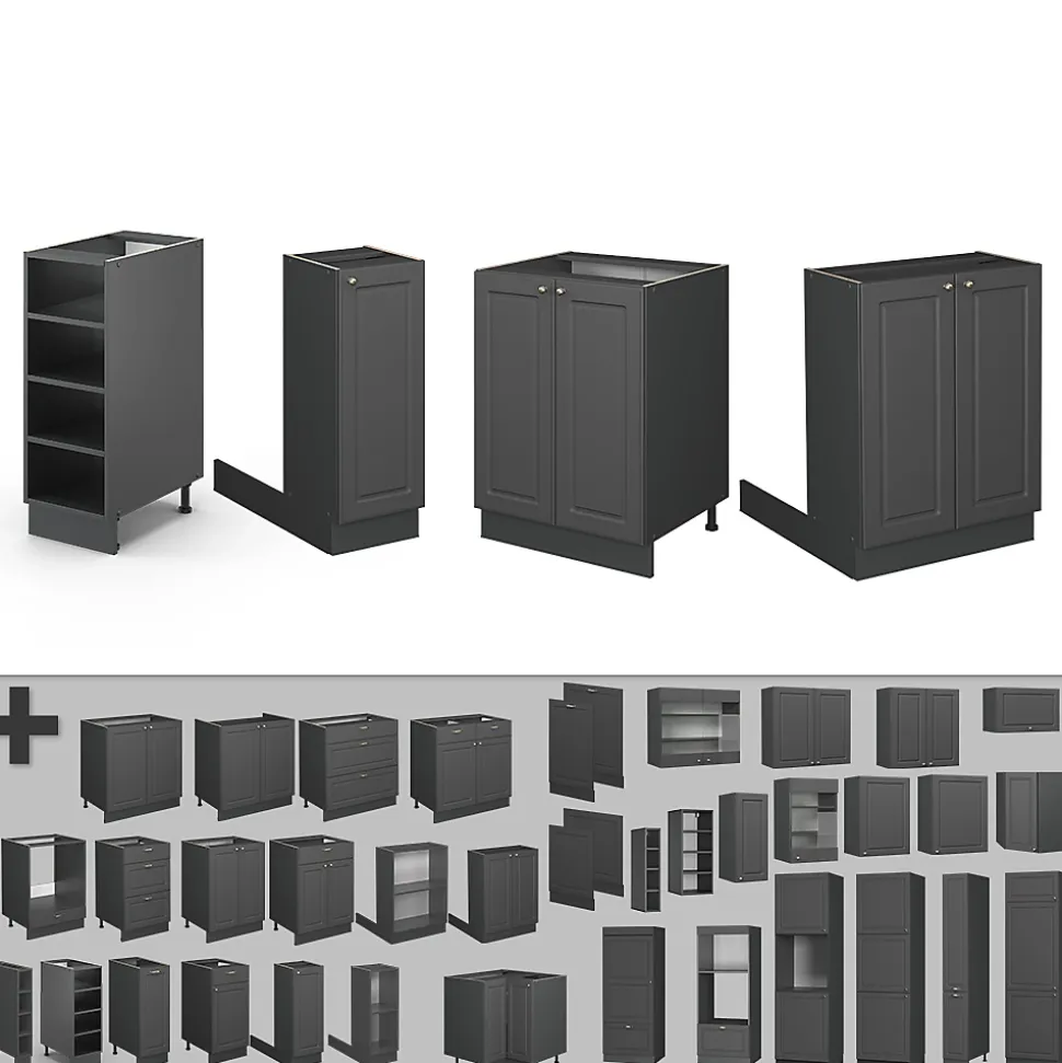 Vicco Îlot de cuisine Anthrazit-Gold Landhaus 90cm sans PT