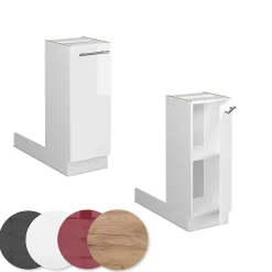 Vicco Îlot de cuisine Blanc Haute brillance 30cm sans PT