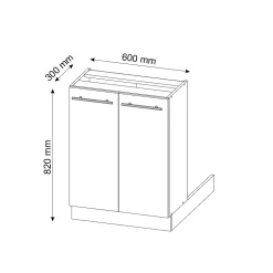 Vicco Îlot de cuisine Blanc Haute brillance 60cm sans PT