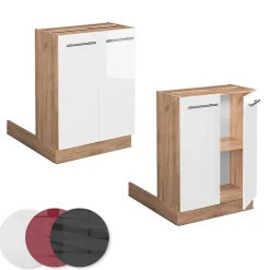 Vicco Îlot de cuisine Blanc Haute brillance 60cm sans PT