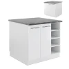Vicco Îlot de cuisine blanc brillant/blanc 90cm sans PT