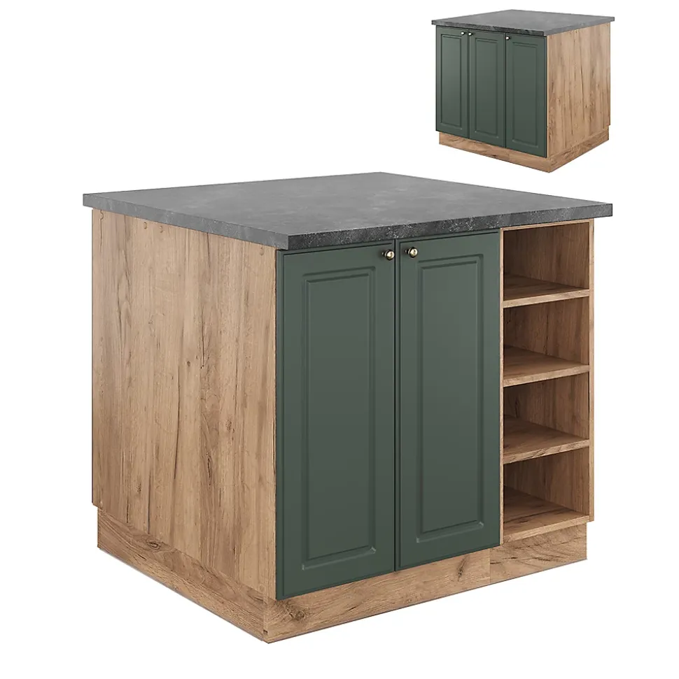 Vicco Îlot de cuisine Chêne vert et or/chêne doré 90cm sans PT