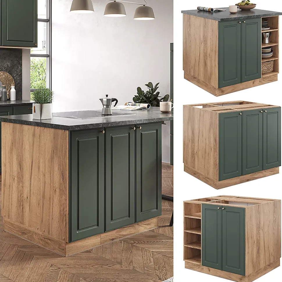 Vicco Îlot de cuisine Chêne vert et or/chêne doré 90cm sans PT