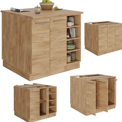 Vicco Îlot de cuisine Chêne de force doré 90cm avec tiroir, sans PT