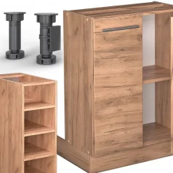 Vicco Îlot de cuisine Chêne de force doré 90cm avec tiroir, sans PT