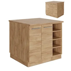 Vicco Îlot de cuisine Chêne de force doré 90cm avec tiroir, sans PT