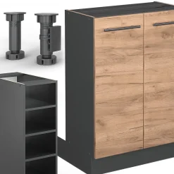 Vicco Îlot de cuisine Chêne doré/anthracite 90cm sans PT