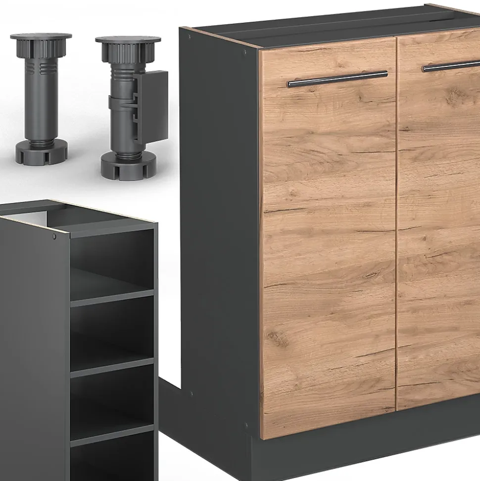 Vicco Îlot de cuisine Chêne doré/anthracite 90cm sans PT