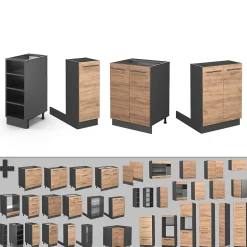 Vicco Îlot de cuisine Chêne doré/anthracite 90cm sans PT