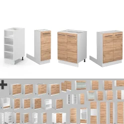 Vicco Îlot de cuisine Chêne doré/blanc 90cm sans PT