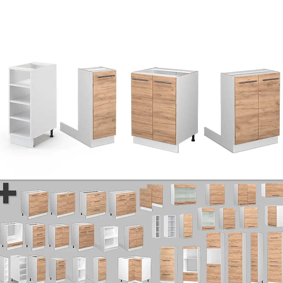 Vicco Îlot de cuisine Chêne doré/blanc 90cm sans PT