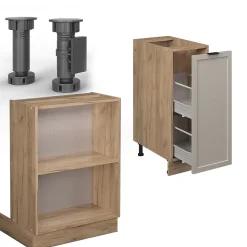 Vicco Îlot de cuisine GrisBeige 90cm avec tiroir, sans PT