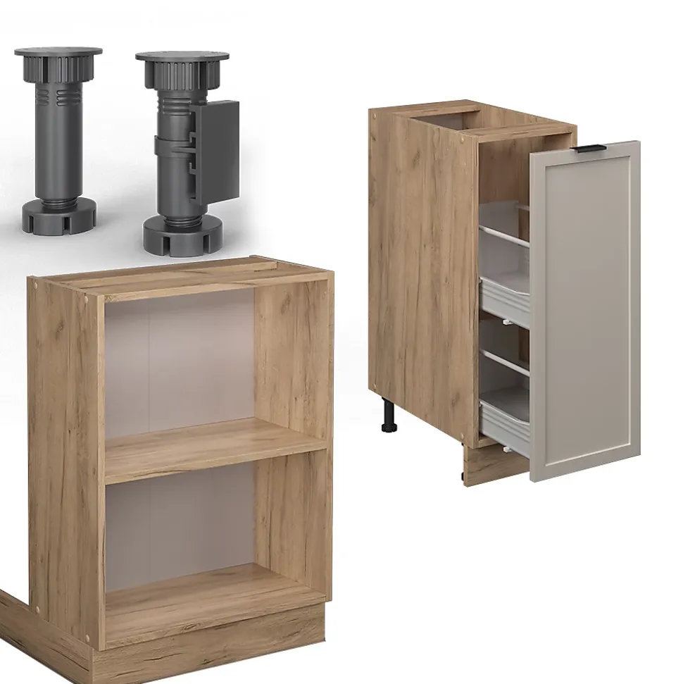 Vicco Îlot de cuisine GrisBeige 90cm avec tiroir, sans PT