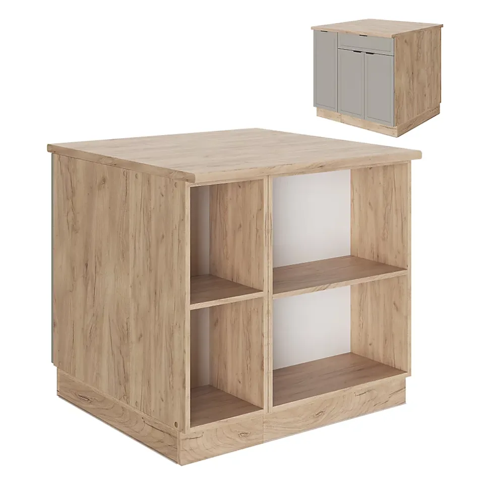 Vicco Îlot de cuisine GrisBeige 90cm avec tiroir, sans PT