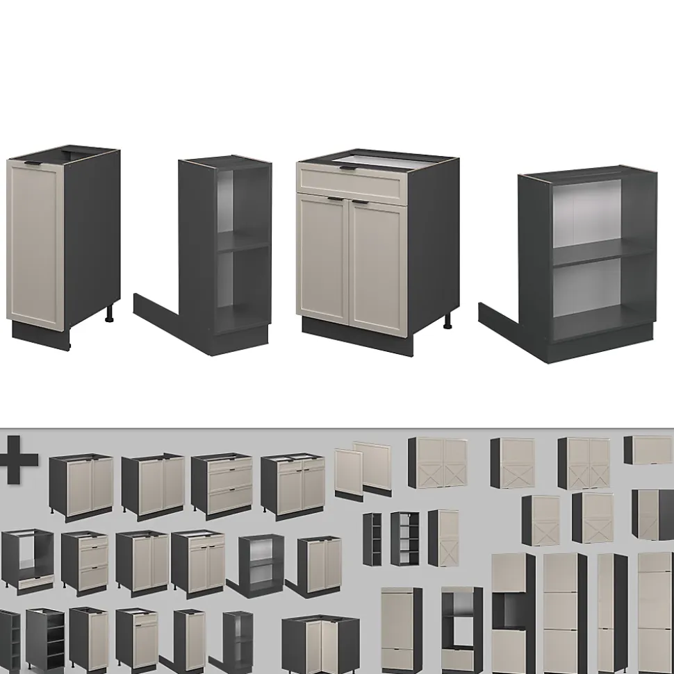 Vicco Îlot de cuisine GrisBeige 90cm avec tiroir, sans PT