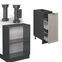 Vicco Îlot de cuisine GrisBeige 90cm avec tiroir, sans PT