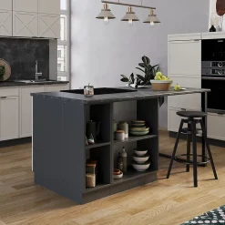 Vicco Îlot de cuisine GrisBeige 90cm avec tiroir, sans PT