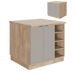 Vicco Îlot de cuisine GrisBeige 90cm sans PT