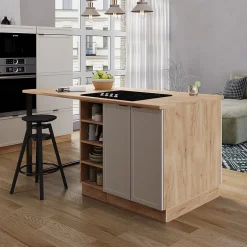 Vicco Îlot de cuisine GrisBeige 90cm sans PT