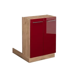 Vicco Îlot de cuisine Rouge bordeaux Haute brillance 60cm sans PT