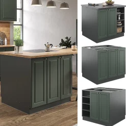 Vicco Îlot de cuisine Vert et or campagne/anthracite 90cm sans PT