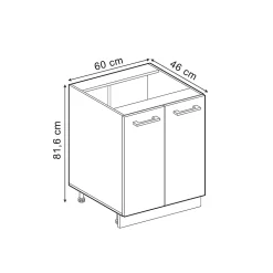Vicco Meuble bas de cuisine Anthracite campagne 60cm sans PT