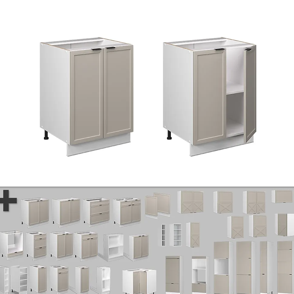 Vicco Meuble bas de cuisine GrisBeige 60cm , PT Anthracite