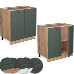 Vicco Meuble bas de cuisine Vert Or Campagne 80cm avec étagère, sans PT