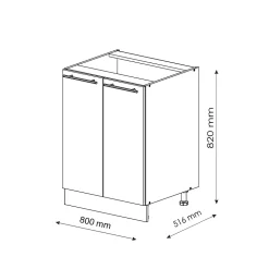 Vicco Meuble bas de cuisine Vert Or Campagne 80cm avec étagère, sans PT